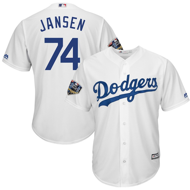 Dodgers 74 Kenley Jansen White 2018 World Series Cool Base Player Jersey