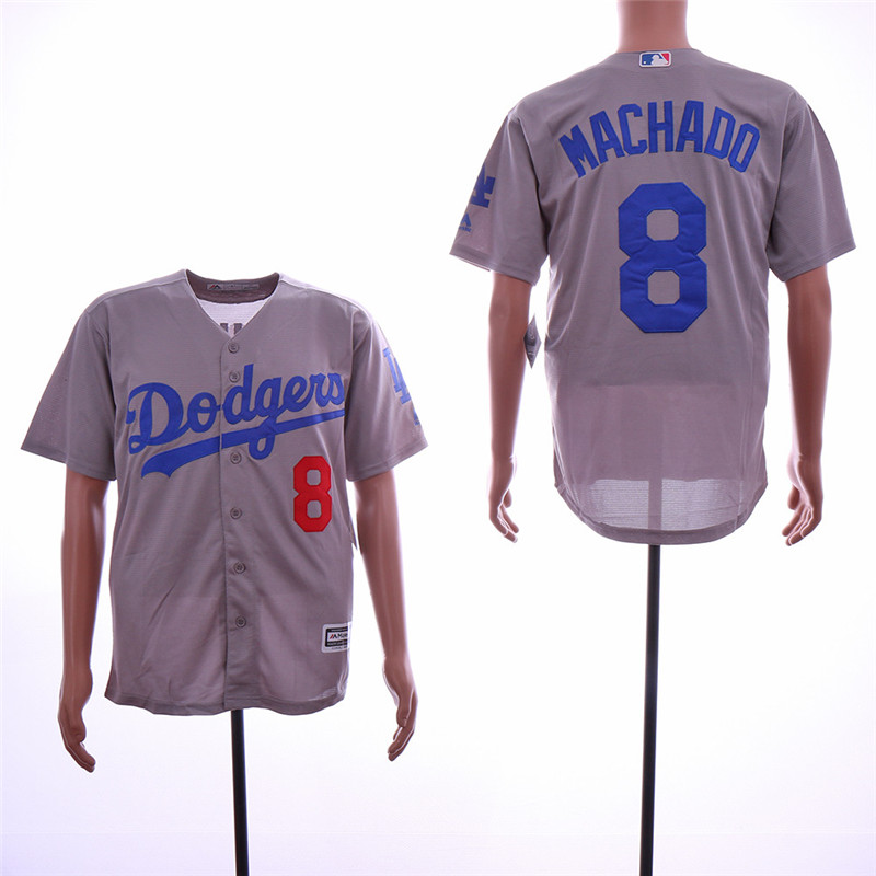 Dodgers 8 Manny Machado Gray Cool Base Jersey