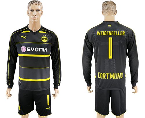 Dortmund 1 Weidenfeller Away Long Sleeves Soccer Club Jersey