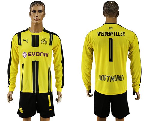 Dortmund 1 Weidenfeller Home Long Sleeves Soccer Club Jersey