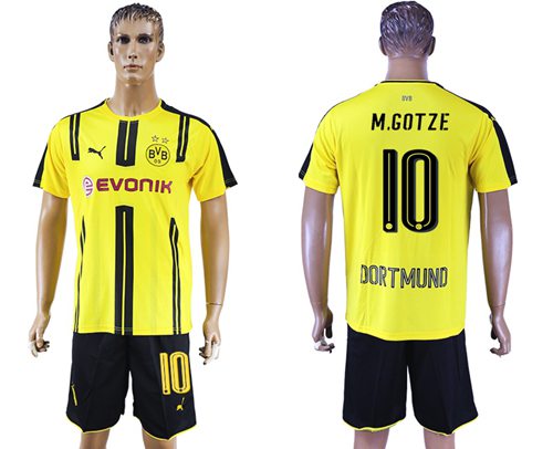 Dortmund 10 M Gotze Home Soccer Club Jersey