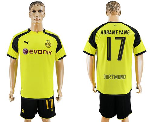 Dortmund 17 Aubameyang European Away Soccer Club Jersey
