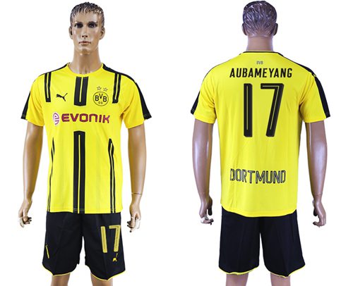 Dortmund 17 Aubameyang Home Soccer Club Jersey