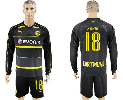 Dortmund 18 Sahin Away Long Sleeves Soccer Club Jersey