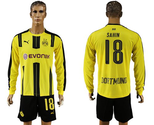 Dortmund 18 Sahin Home Long Sleeves Soccer Club Jersey