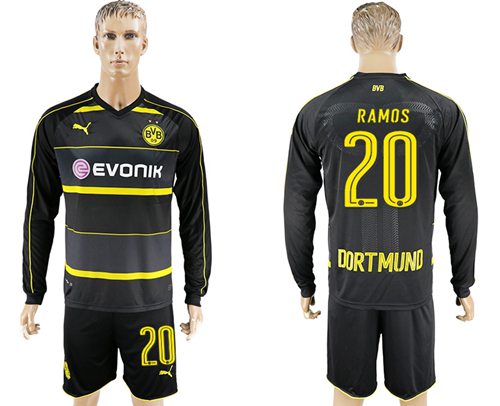 Dortmund 20 Ramos Away Long Sleeves Soccer Club Jersey