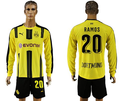 Dortmund 20 Ramos Home Long Sleeves Soccer Club Jersey