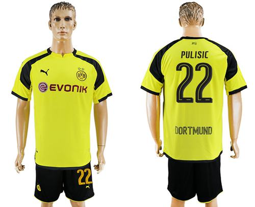 Dortmund 22 Pulisic European Away Soccer Club Jersey