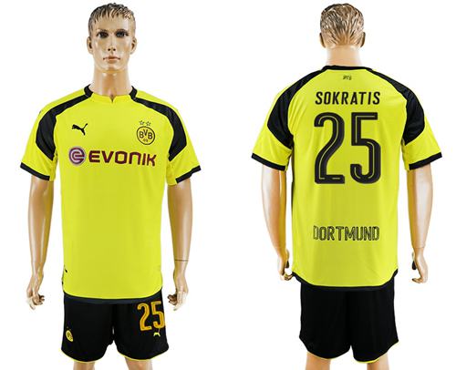 Dortmund 25 Sokratis European Away Soccer Club Jersey