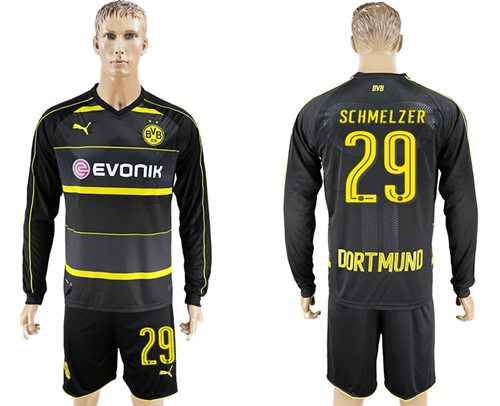 Dortmund 29 Schmelzer Away Long Sleeves Soccer Club Jersey