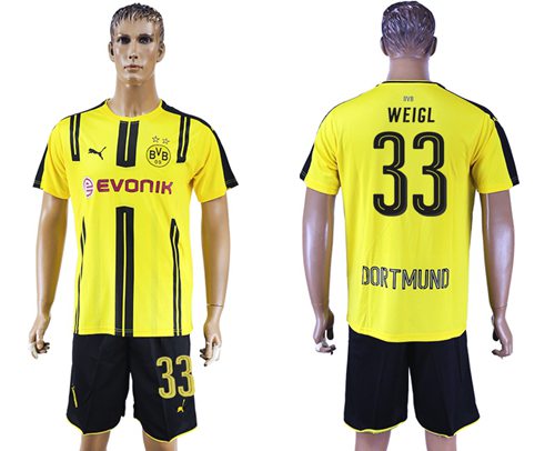 Dortmund 33 Weigl Home Soccer Club Jersey