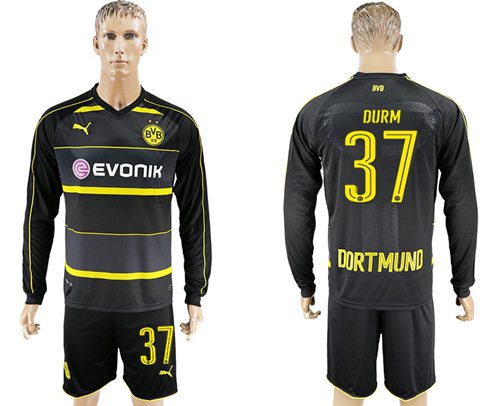 Dortmund 37 Durm Away Long Sleeves Soccer Club Jersey