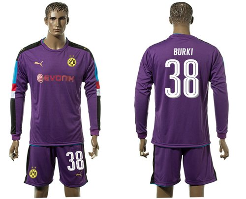 Dortmund 38 Burki Purple Long Sleeves Goalkeeper Soccer Country Jersey