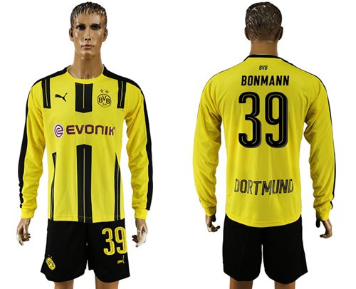 Dortmund 39 Bonmann Home Long Sleeves Soccer Club Jersey