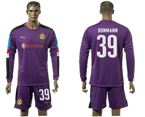 Dortmund 39 Bonmann Purple Long Sleeves Goalkeeper Soccer Country Jersey