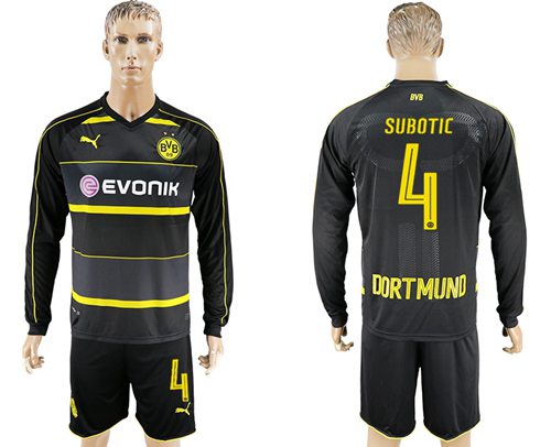 Dortmund 4 Subotic Away Long Sleeves Soccer Club Jersey