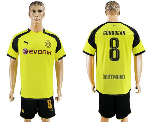 Dortmund 8 Gundogan European Away Soccer Club Jersey
