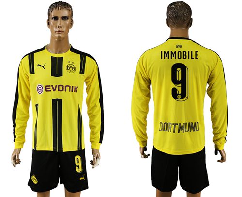 Dortmund 9 Immobile Home Long Sleeves Soccer Club Jersey
