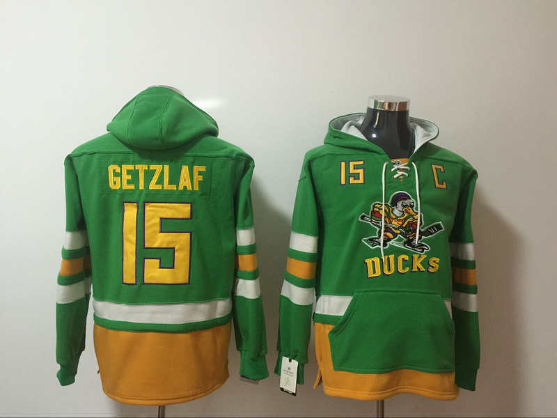 Ducks 15 Ryan Getzlaf Green All Stitched Hooded Sweatshirt