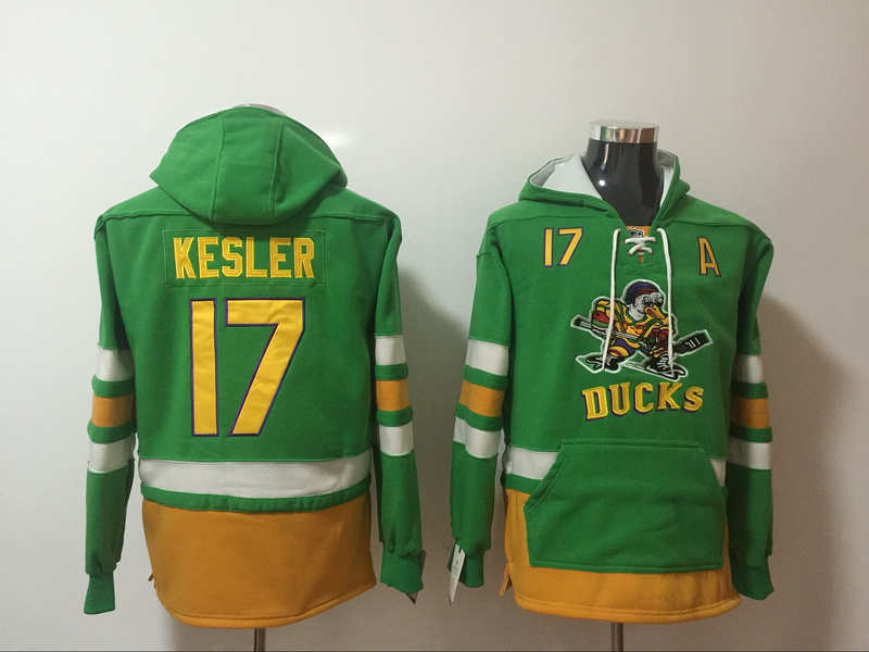 Ducks 17 Ryan Kesler Green All Stitched Hooded Sweatshirt