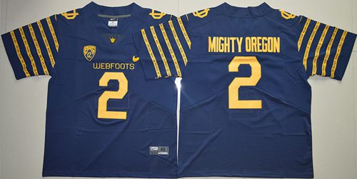 Ducks 2 Mighty Oregon Navy Blue Webfoots 100th Rose Bowl Game Elite Stitched NCAA Jersey