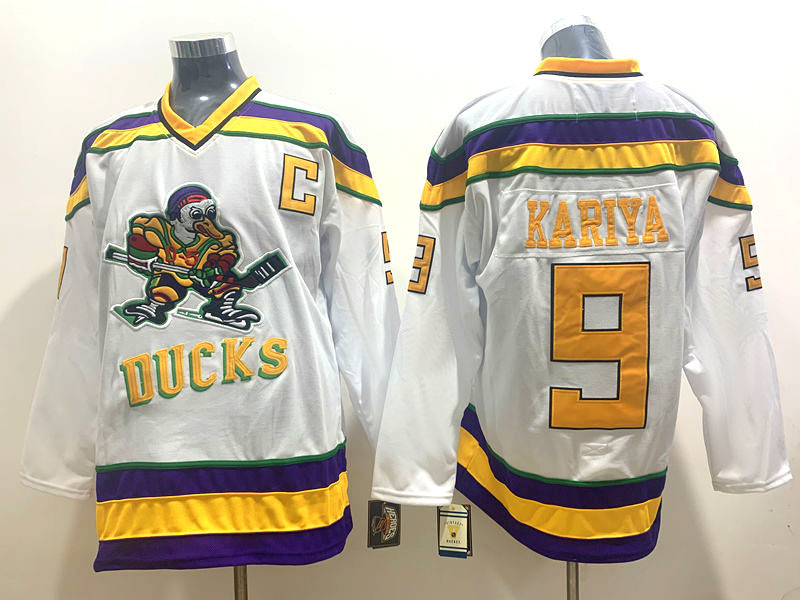 Ducks 9 Paul Kariya White CCM jersey