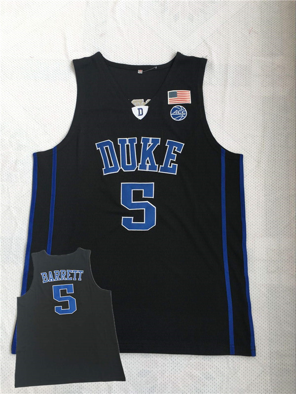 Duke Blue Devils 5 R.J. Barrett Black College Basketball Jersey