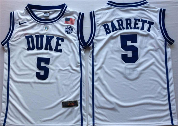 Duke Blue Devils 5 RJ Barrett White Nike College Basketball Jersey