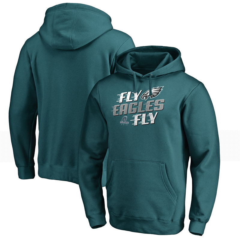 Eagles Green 2018 NFL Playoffs Fly Men's Pullover Hoodie