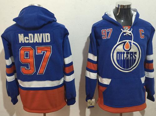 Edmonton Oilers 97 Connor McDavid Light Blue Name Number Pullover NHL Hoodie