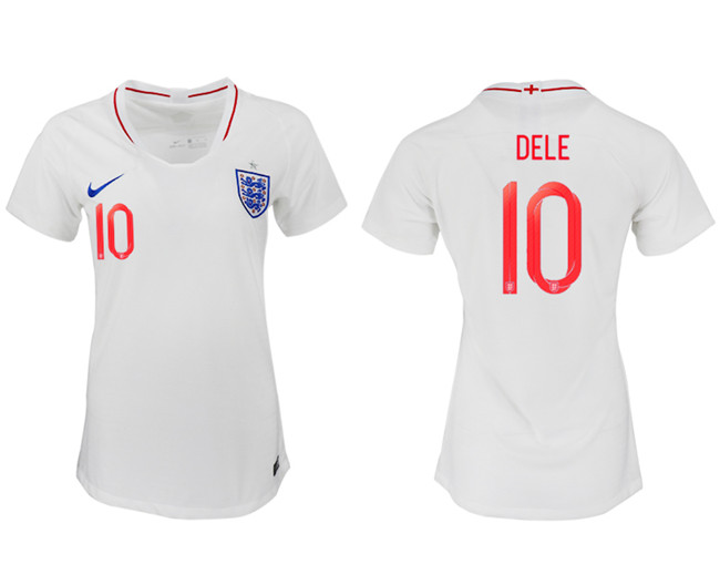 England 10 DELE Home Women 2018 FIFA World Cup Soccer Jersey