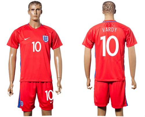 England 10 Vardy Away Soccer Country Jersey