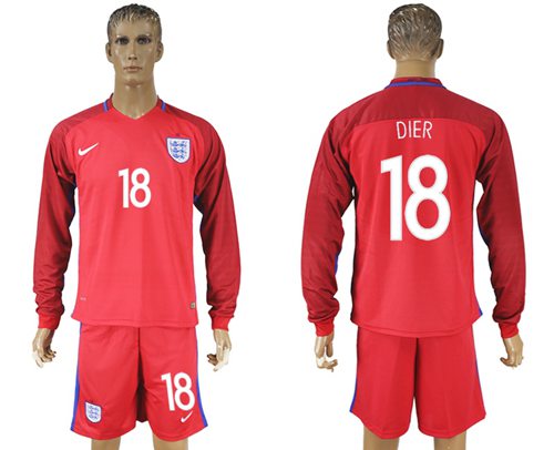 England 18 Dier Away Long Sleeves Soccer Country Jersey