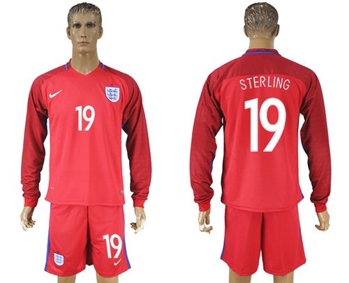 England 19 Sterling Away Long Sleeves Soccer Country Jersey