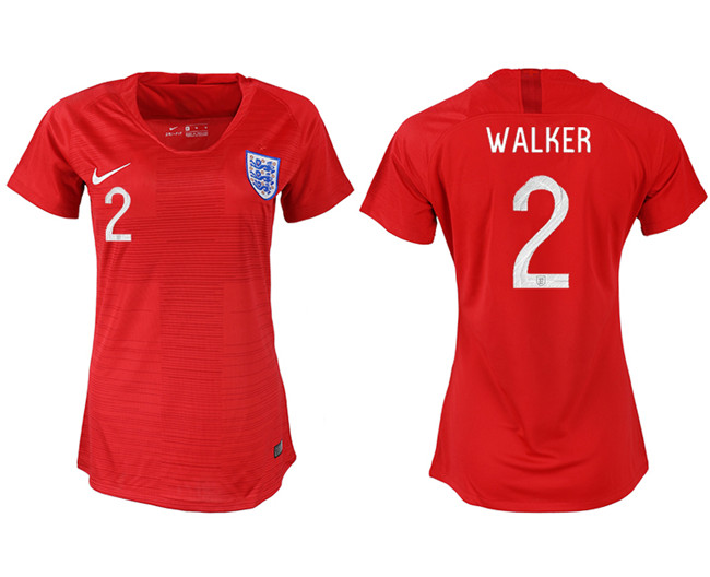 England 2 WALKER Away Women 2018 FIFA World Cup Soccer Jersey