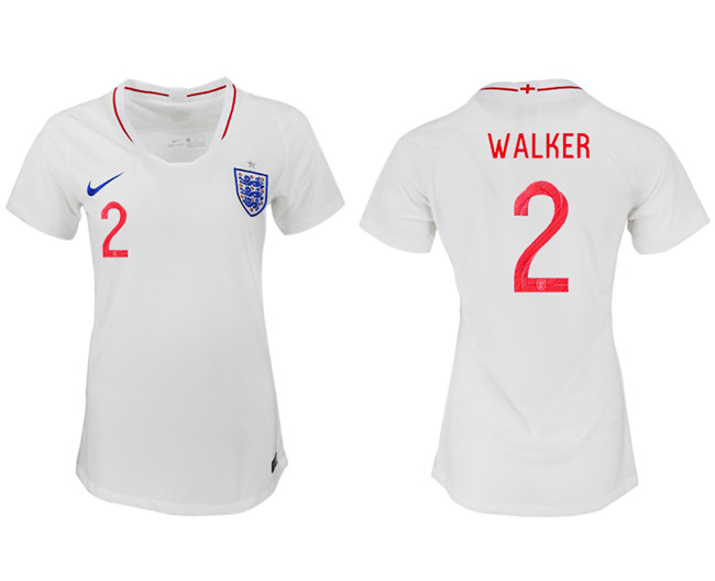 England 2 WALKER Home Women 2018 FIFA World Cup Soccer Jersey