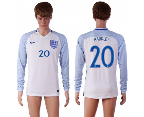 England 20 Barkley Home Long Sleeves Soccer Country Jersey