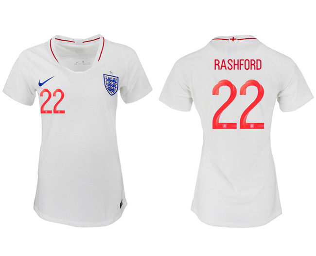 England 22 RASHFORD Home Women 2018 FIFA World Cup Soccer Jersey