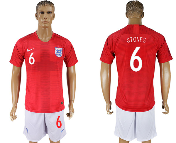 England 6 STONES Away 2018 FIFA World Cup Soccer Jersey