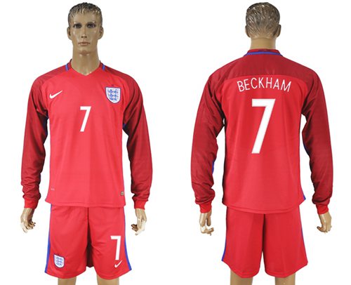 England 7 Beckham Away Long Sleeves Soccer Country Jersey