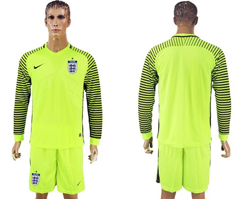 England Blank Green Long Sleeves Goalkeeper Soccer Country Jersey