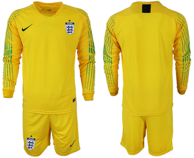 England Yellow 2018 FIFA World Cup Long Sleeve Soccer Jersey