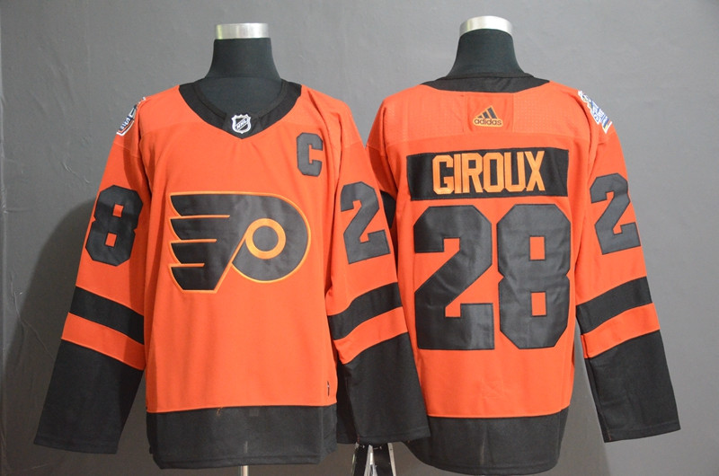 Flyers 28 Claude Giroux Orange 2019 NHL Stadium Series  Jersey