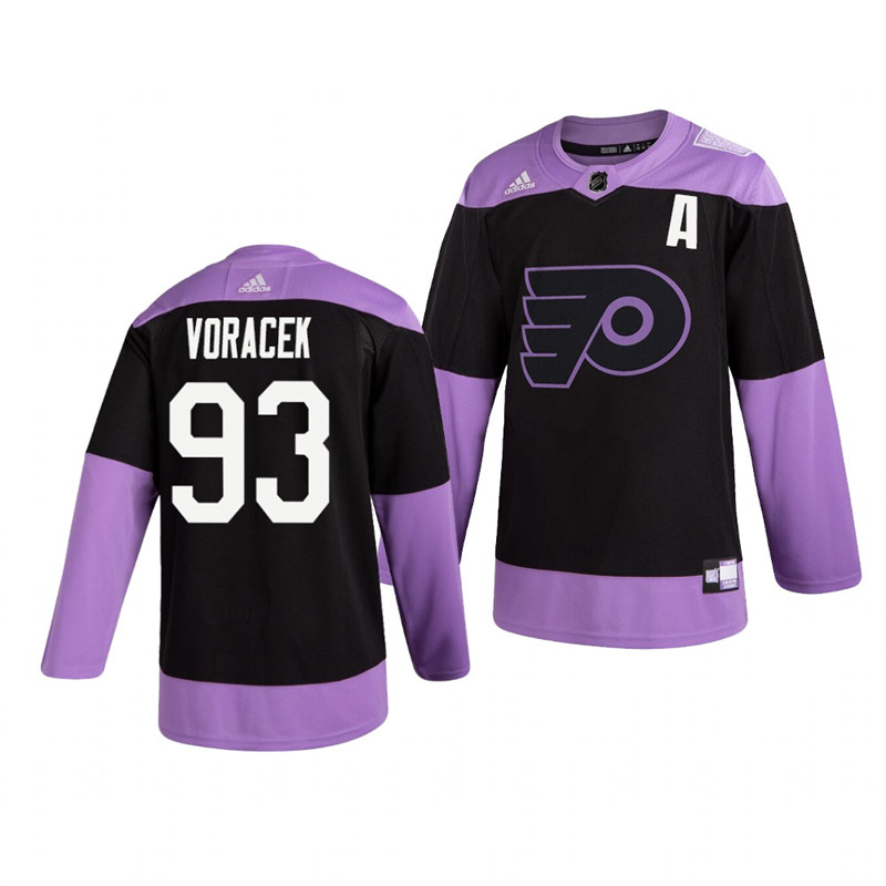 Flyers 93 Jakub Voracek Black Purple Hockey Fights Cancer Adidas Jersey