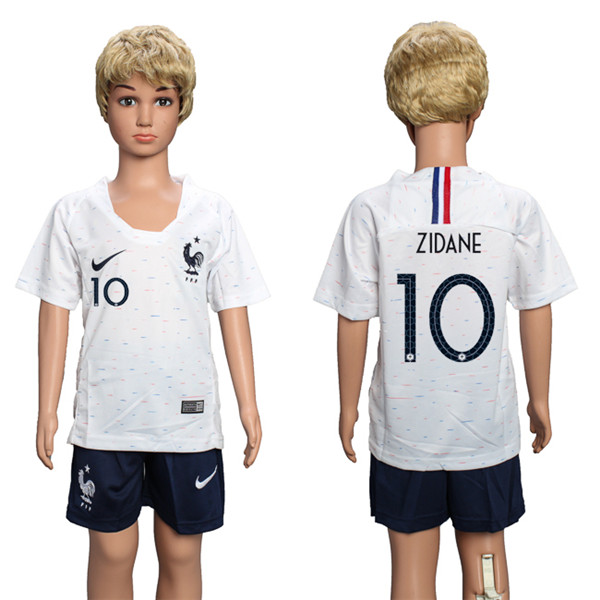 France 10 ZIDANE Away Youth 2018 FIFA World Cup Soccer Jersey