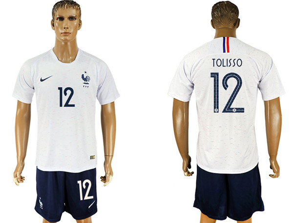 France 12 TOLISSO Away 2018 FIFA World Cup Soccer Jersey