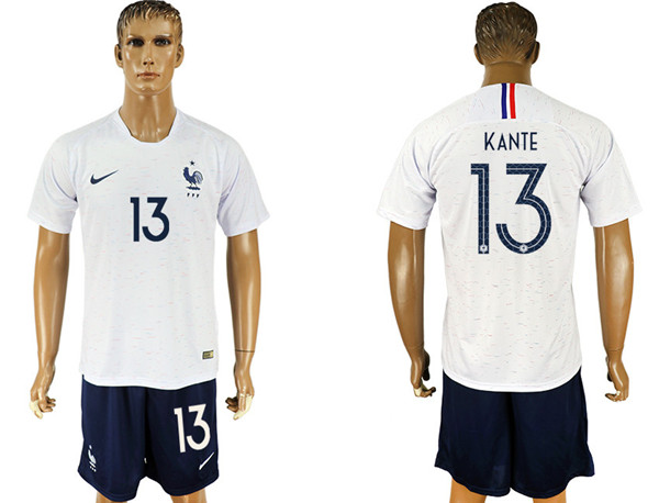 France 13 KANTE Away 2018 FIFA World Cup Soccer Jersey