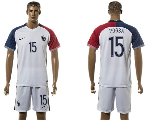 France 15 Pogba Away Soccer Country Jersey