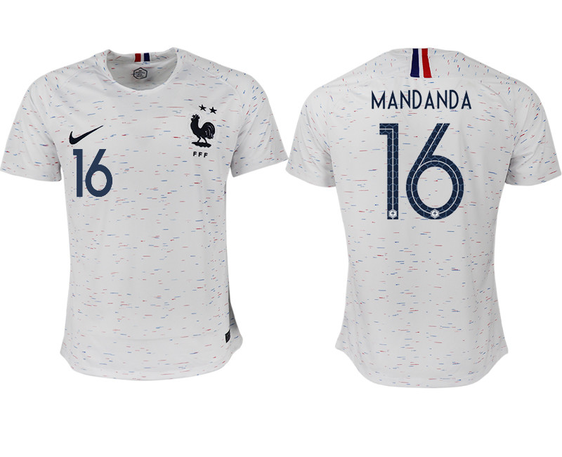 France 16 MANDANDA Away 2018 FIFA World Cup Thailand Soccer Jersey