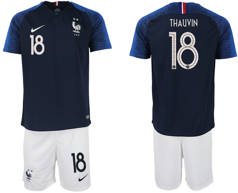 France 18 THAUVIN Home 2018 FIFA World Cup Soccer Jersey